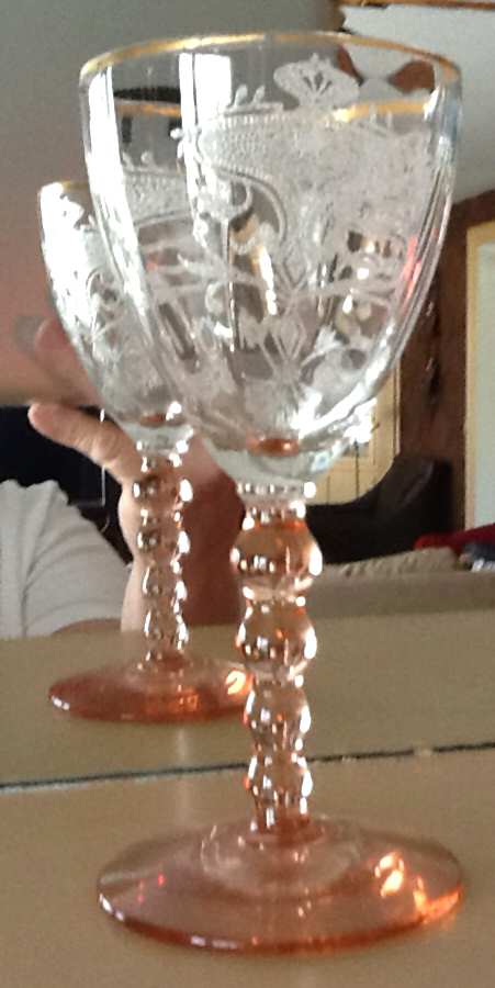 Decoration 109 Pink (Stem 24) Water Goblet by Glastonbury - Lotus-1