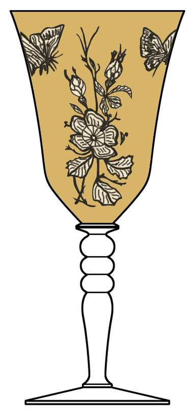 Butterfly (Topaz Bowl, Stem 86) Water Goblet by Glastonbury - Lotus-1