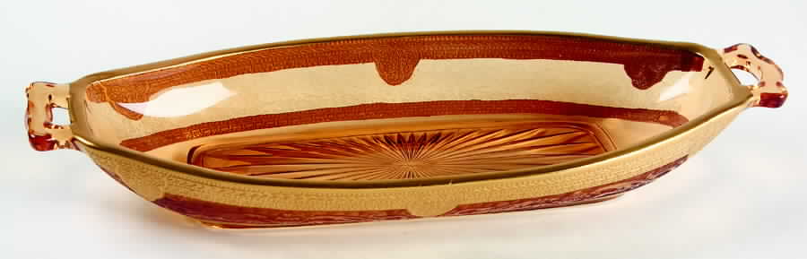 Gothic Plantagonet Amber-Gold Encrusted 12" Oblong Celery by Glastonbury - Lotus-1