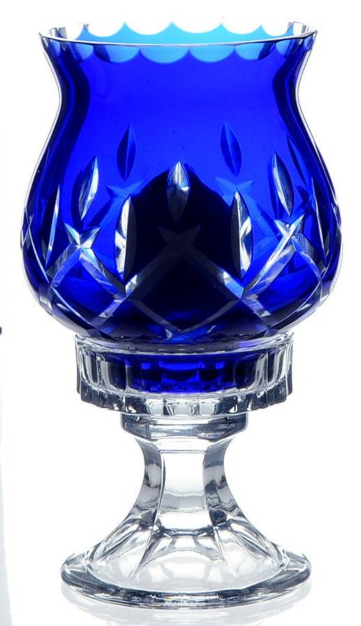 Lady Anne Sapphire Blue Hurricane Lamp & Globe by Gorham Crystal-1