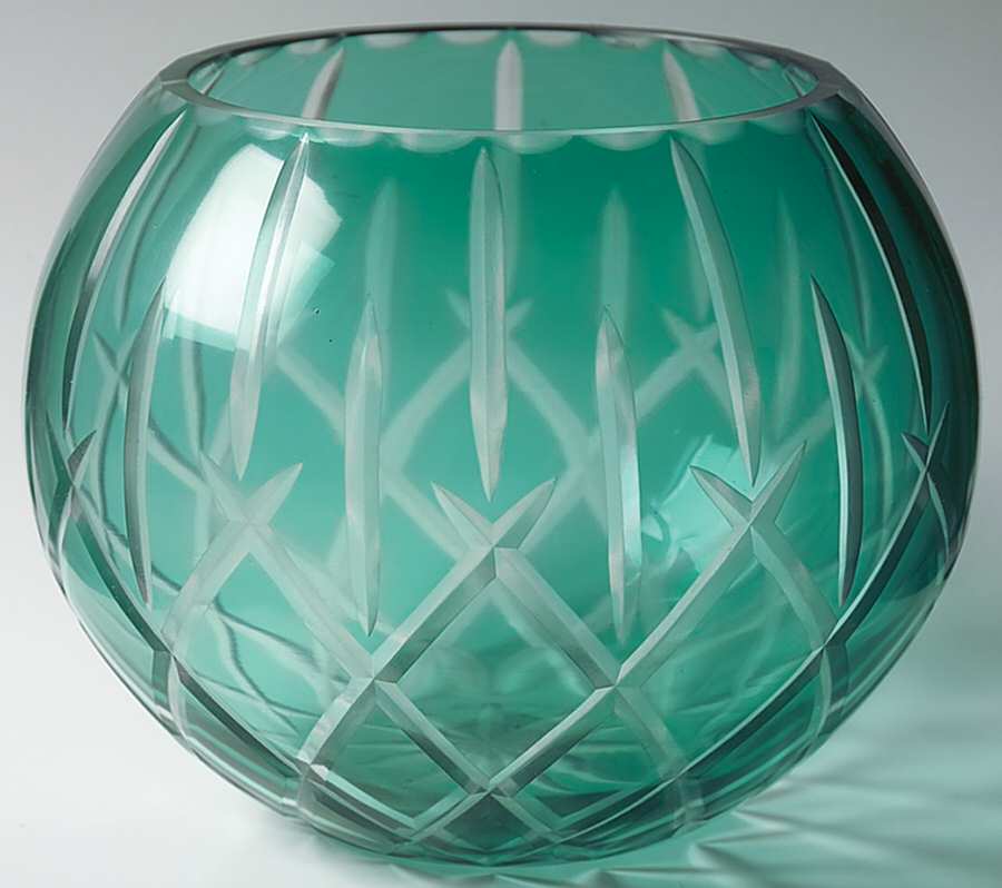 Lady Anne Emerald Green 6" Rose Bowl by Gorham Crystal-1