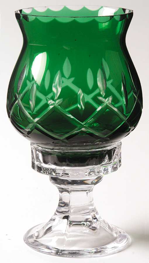 Lady Anne Emerald Green Hurricane Lamp & Globe by Gorham Crystal-1