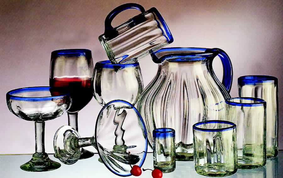 Blue Rim Water Goblet by Global Amici-1