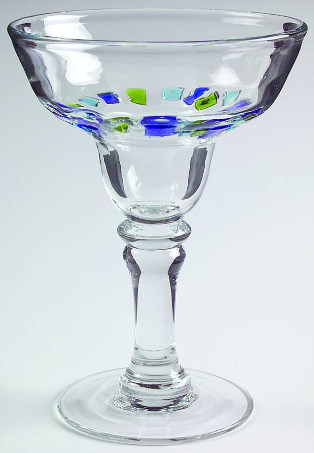 Harlequin II (Blue & Green) Margarita Glass by Global Amici-1
