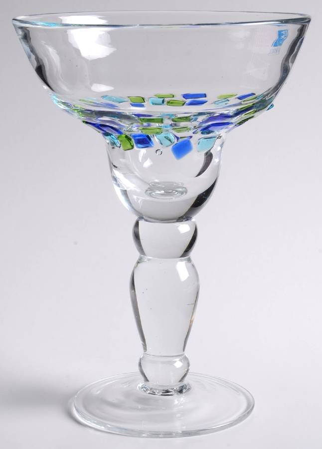 Harlequin II (Blue & Green) Margarita Glass by Global Amici-1