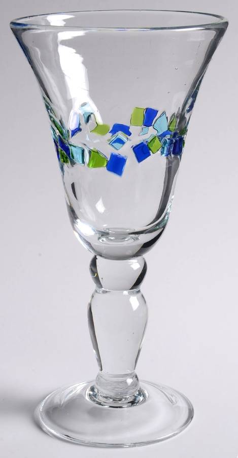 Harlequin II (Blue & Green) Water Goblet by Global Amici-1