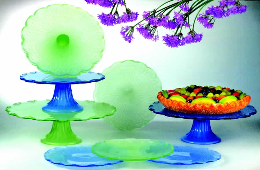Carmel Periwinkle Blue Round Cake Stand by Global Amici-1