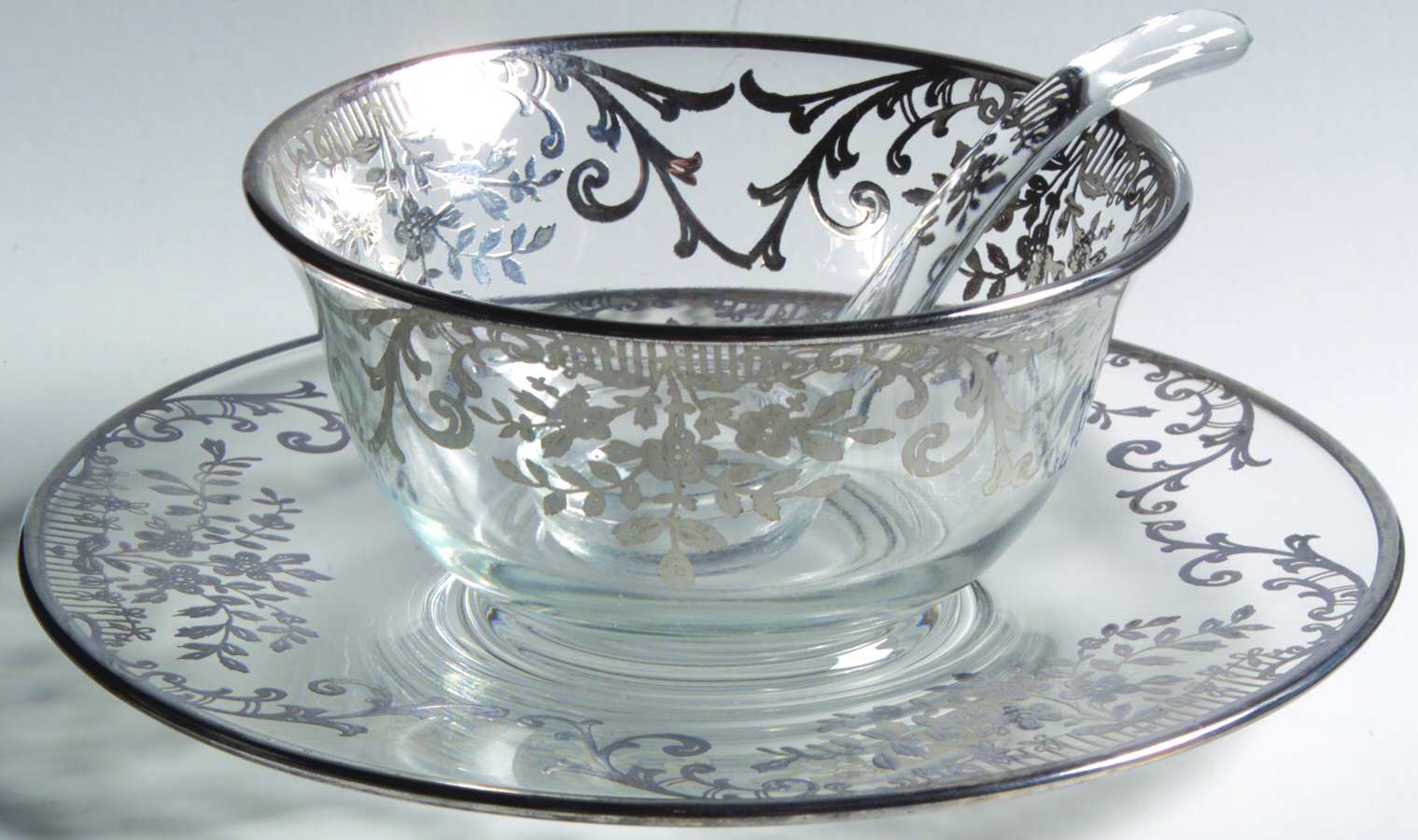 Lola Clear Mayonnaise Bowl, Underplate and Ladle by Glastonbury - Lotus-1
