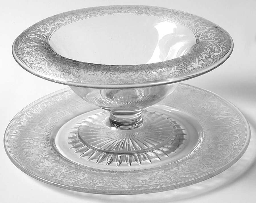 Georgian Clear Mayonnaise Bowl and Underplate by Glastonbury - Lotus-1