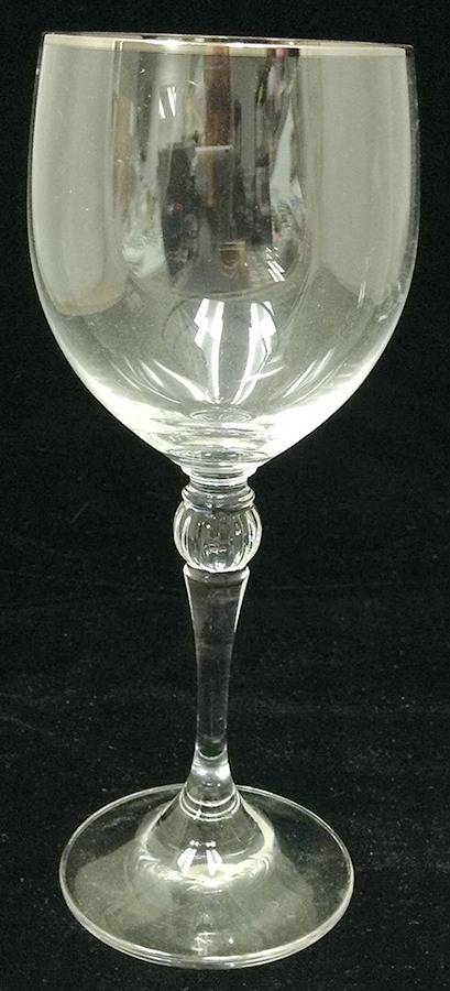 Rondelle (Plain Bowl, Platinum Trim) Water Goblet by Gorham Crystal-1