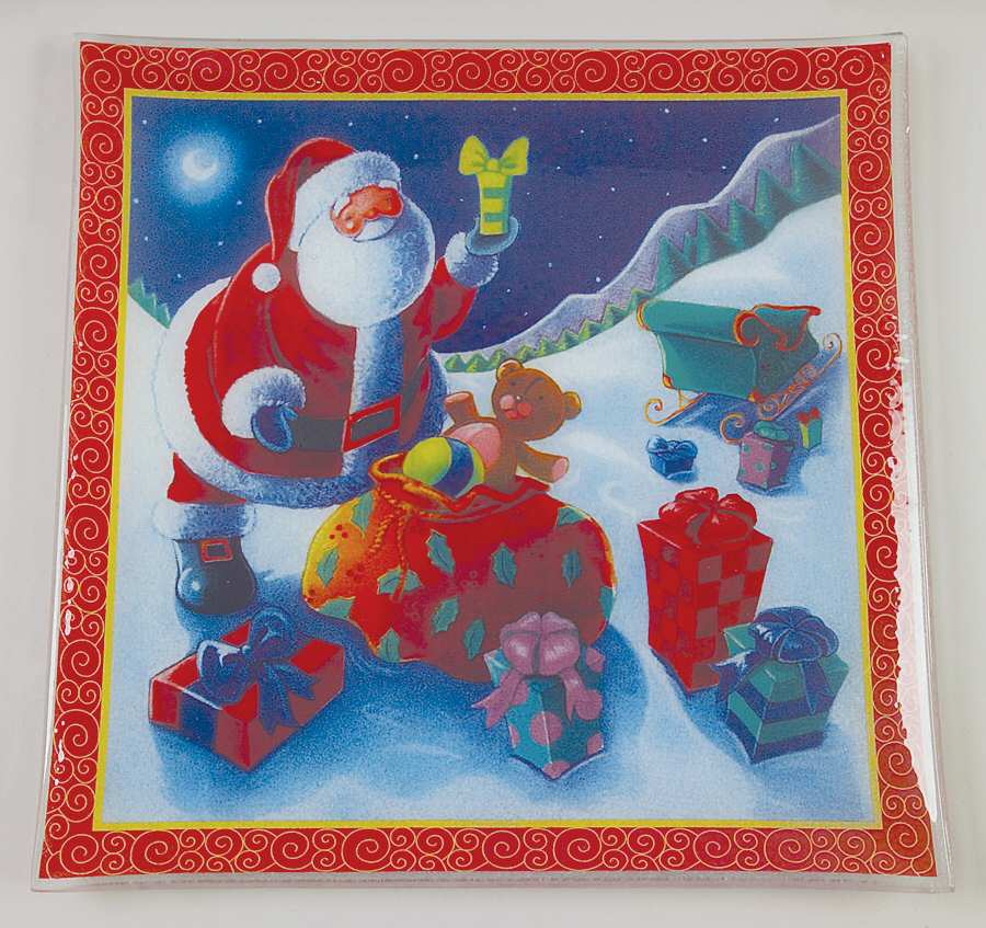 Santa 14" Square Platter by Gorham Crystal-1