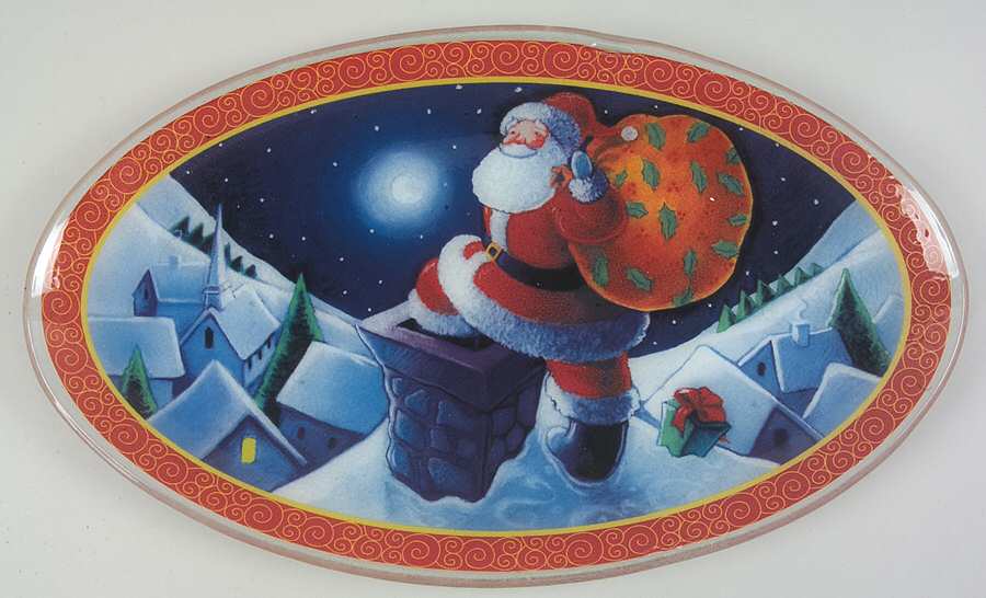 Santa 18" Oval Platter by Gorham Crystal-1
