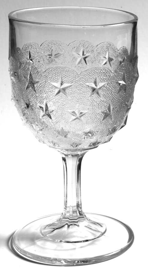 Stippled Star Clear Water Goblet by Gillinder-1