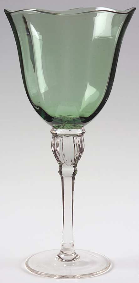 Rose Serenade Green Water Goblet by Gorham Crystal-1