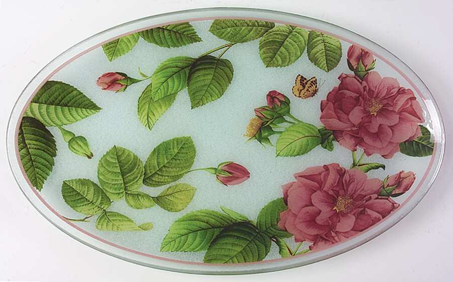 Rose Serenade 18" Oval Platter by Gorham Crystal-1