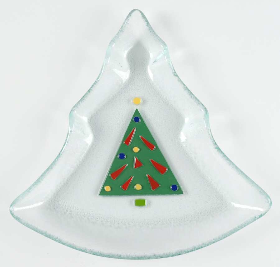Christmas Splendor 7" Tree Shape Dish by Gorham Crystal-1
