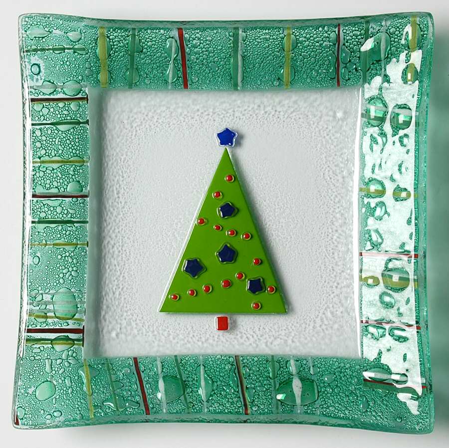 Christmas Splendor 5" Square Plate by Gorham Crystal-1