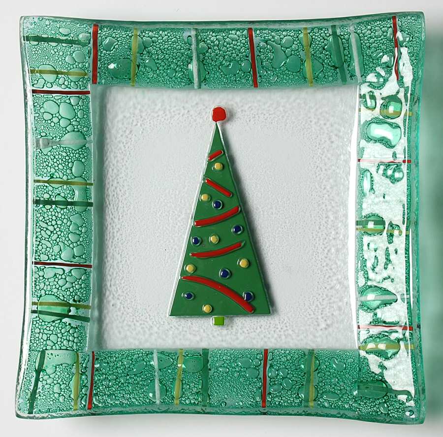 Christmas Splendor 5" Square Plate by Gorham Crystal-1
