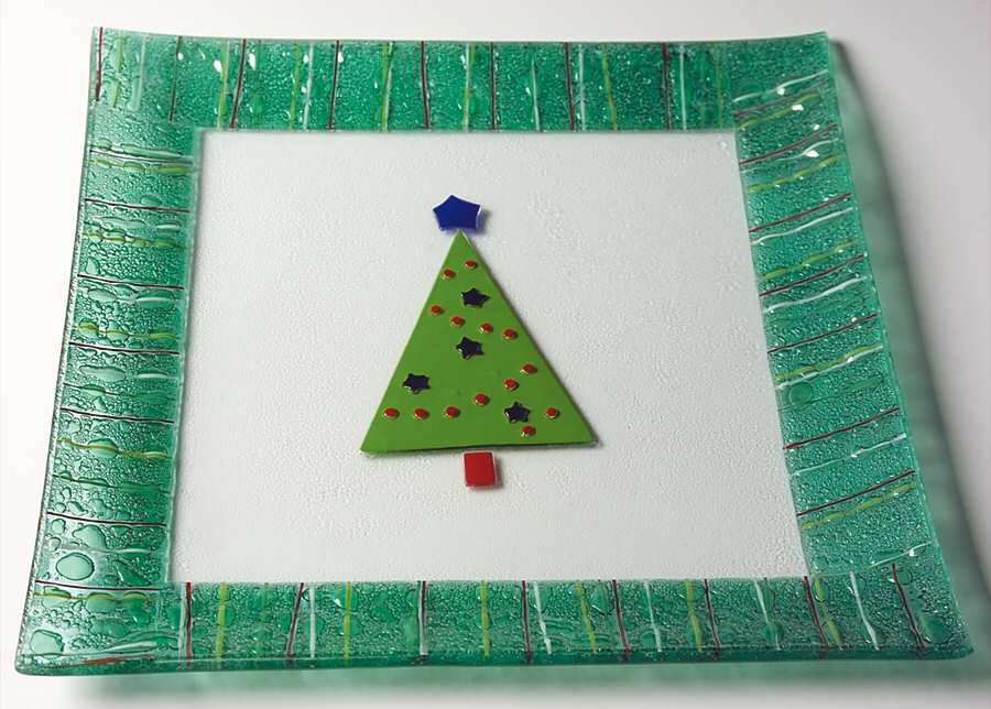 Christmas Splendor 14" Square Platter by Gorham Crystal-1