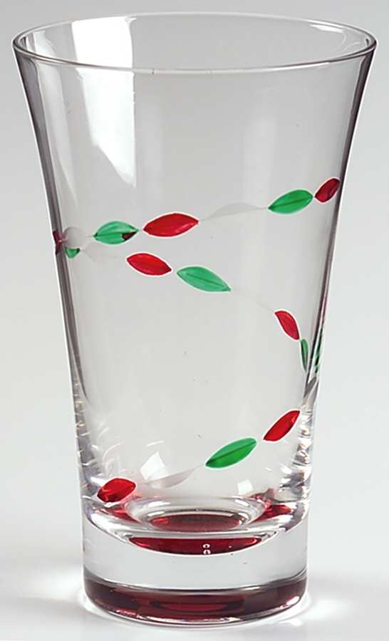 Christmas Jewels (Red Foot) Highball Glass by Gorham Crystal-1