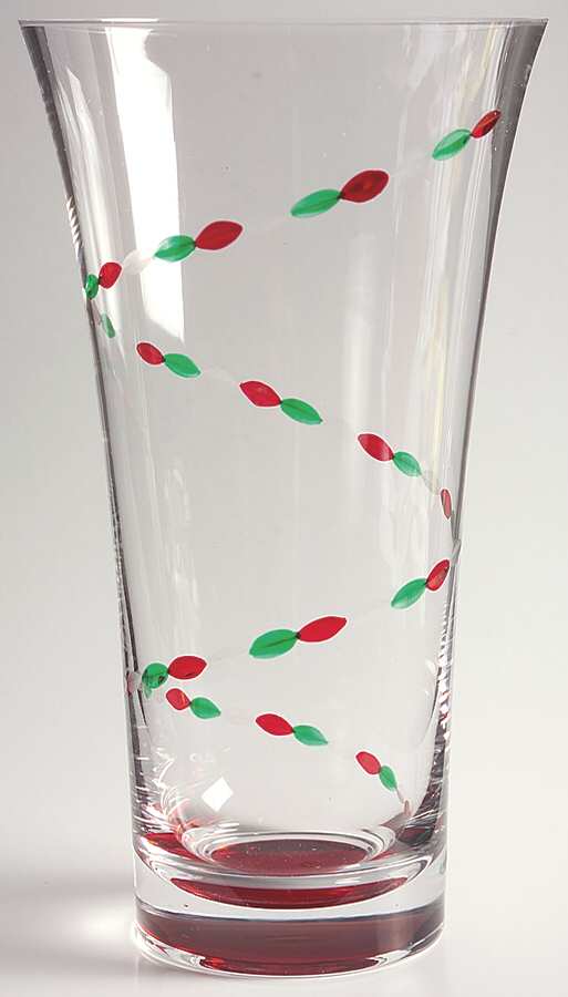 Christmas Jewels (Red Foot) 10" Flower Vase by Gorham Crystal-1