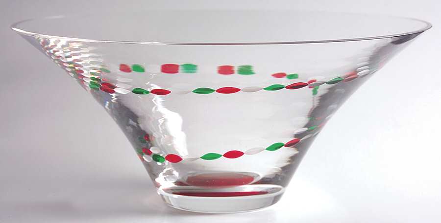 Christmas Jewels (Red Foot) 10" Round Bowl by Gorham Crystal-1