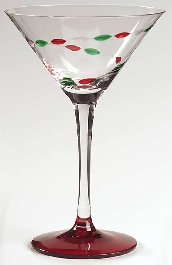 Christmas Jewels (Red Foot) Martini Glass by Gorham Crystal-1