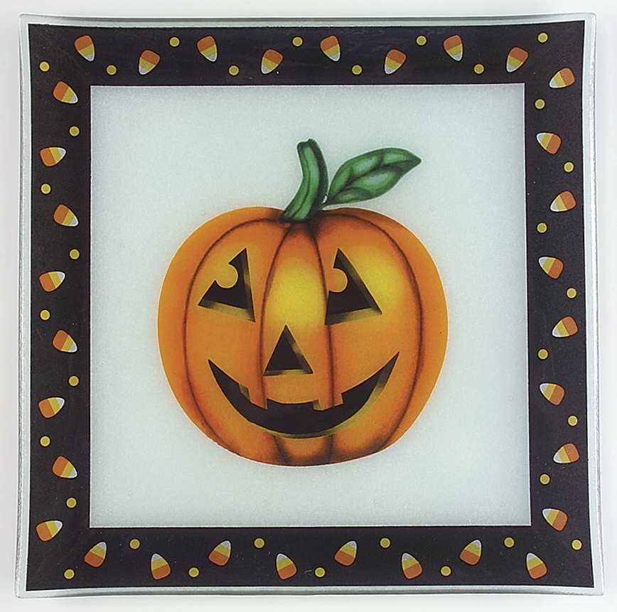 Trick Or Treat 14" Square Serving Tray by Gorham Crystal-1