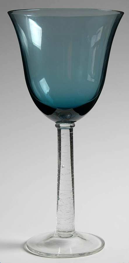 Crackle Blue Water Goblet by Gorham Crystal-1
