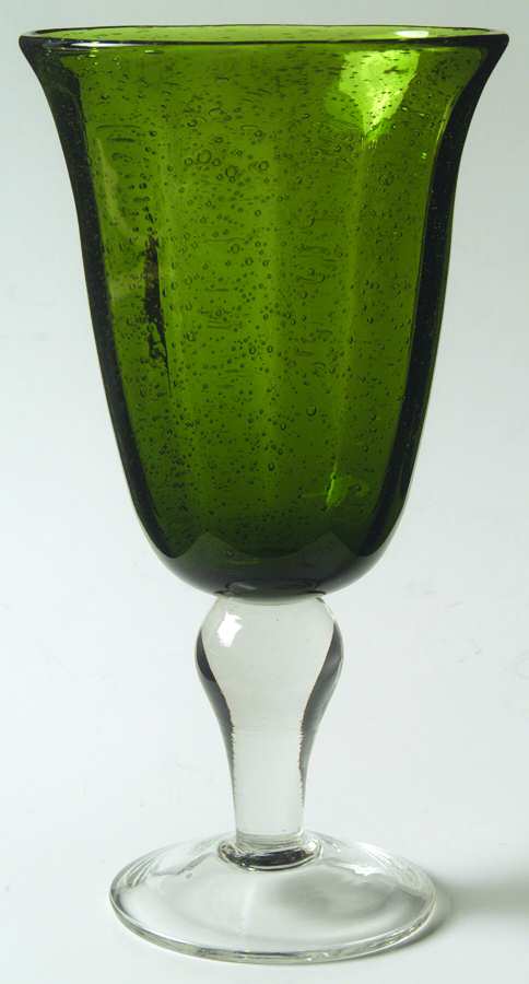 Shades Bubbles Olive Green Water Goblet by Gibson-1