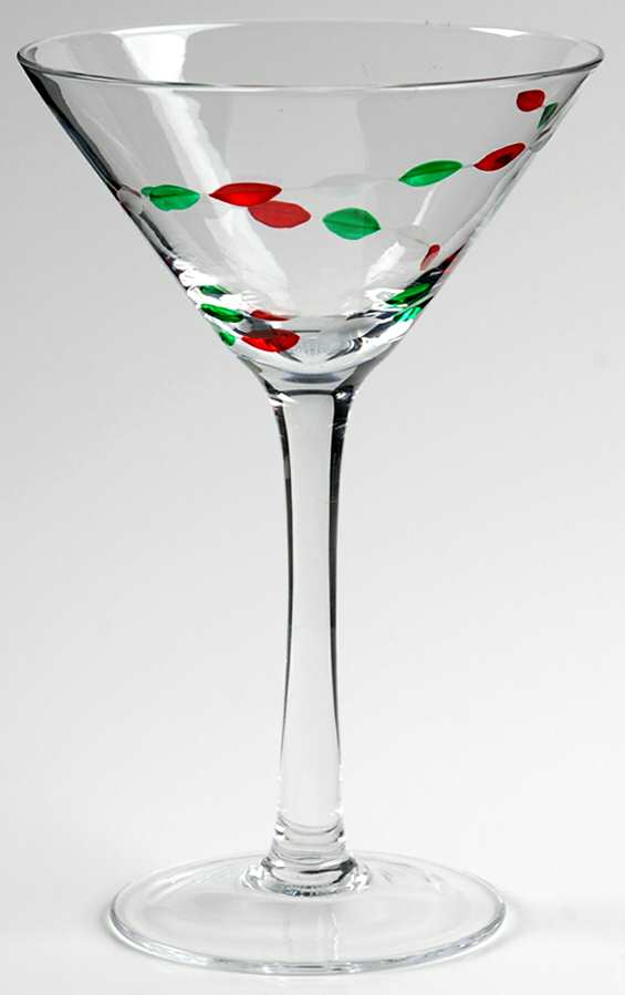 Christmas Jewels (Clear Foot) Martini Glass by Gorham Crystal-1