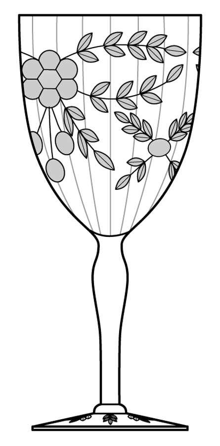 66-1 (Gray Cut) Water Goblet by Glastonbury - Lotus-1