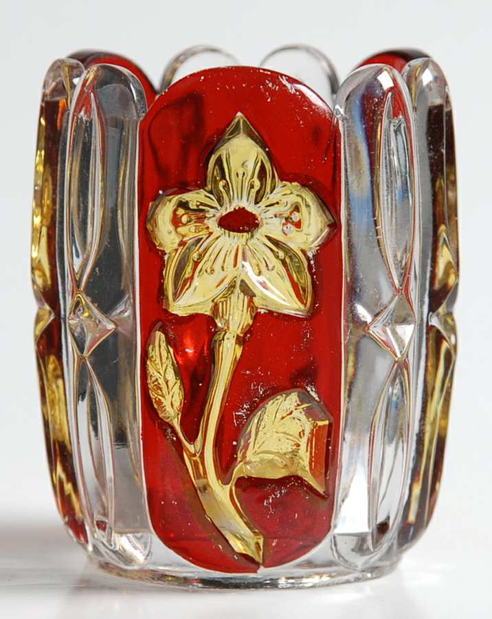 Sunken Primrose Ruby and Yellow Flash Toothpick Holder by Greensburg-1