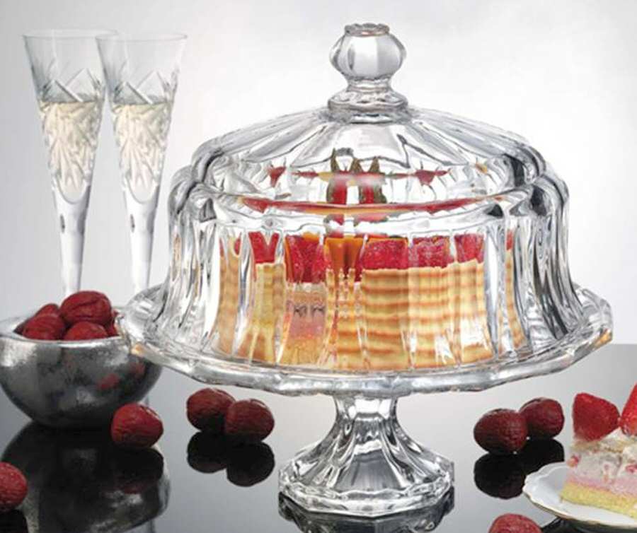 Stratford Tall Round Cake Stand with Lid by Godinger-1