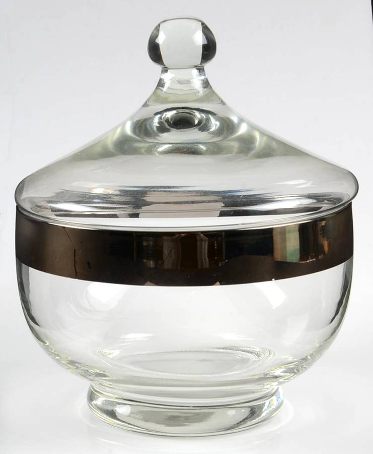 Tiara (Platinum Band) Candy Jar & Lid by Glastonbury - Lotus-1