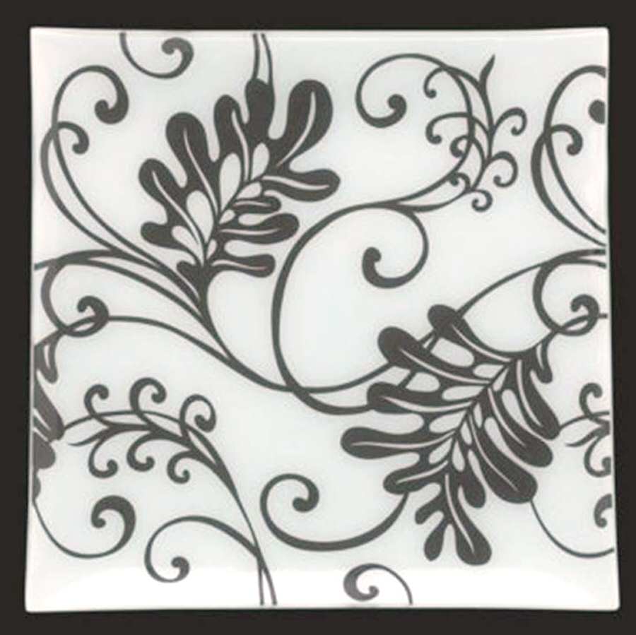 Smoked Floral 13" Square Plate by Gorham Crystal-1