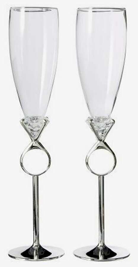Diamond Ring Fluted Champagne - Set of 2 by Godinger-1
