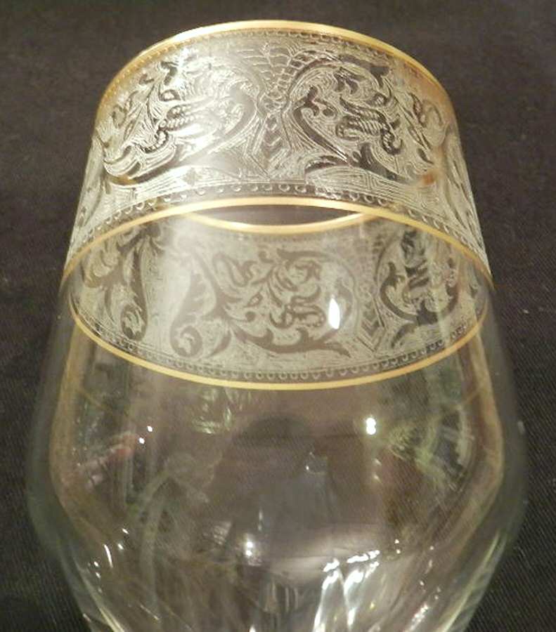 Brocade Gold (Stem 1463) Water Goblet by Glastonbury - Lotus-1