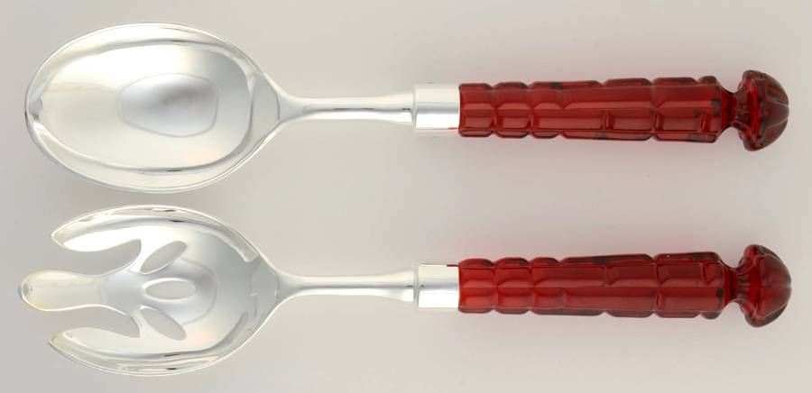 Dublin Red Salad Serving Set (Spoon & Fork) by Godinger-1