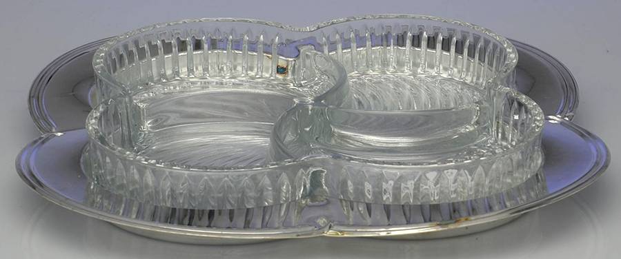 Contour 4 Part Relish Service (4 Part Relish w/Metal Tray) by Godinger-1