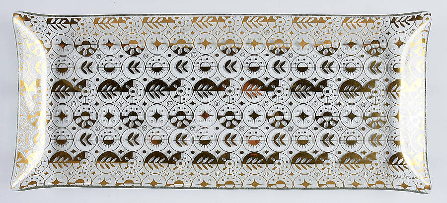 Forbidden Fruit Border (All Over) 16" Rectangular Tray by Georges Briard-1
