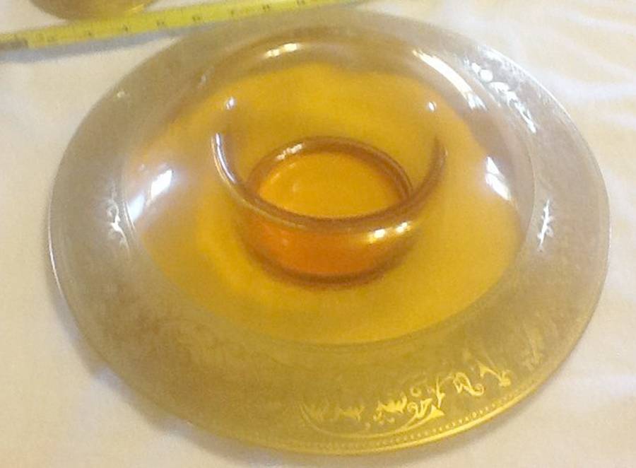 Decoration 889-Amber (Gold Encrusted) Rolled Edge Bowl by Glastonbury - Lotus-1