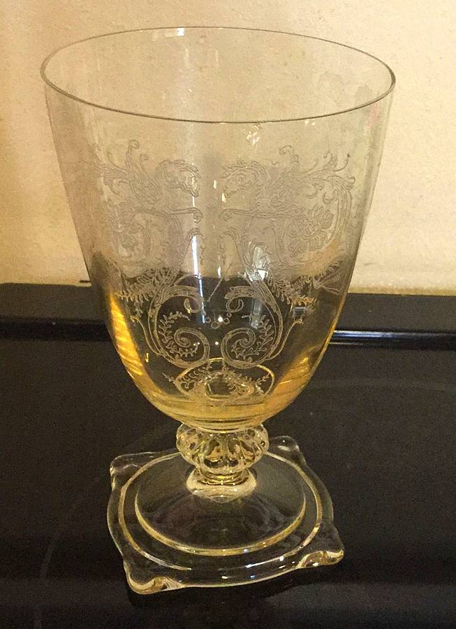 39A-1 Yellow (Sahara) Low Water Goblet by Glastonbury - Lotus-1