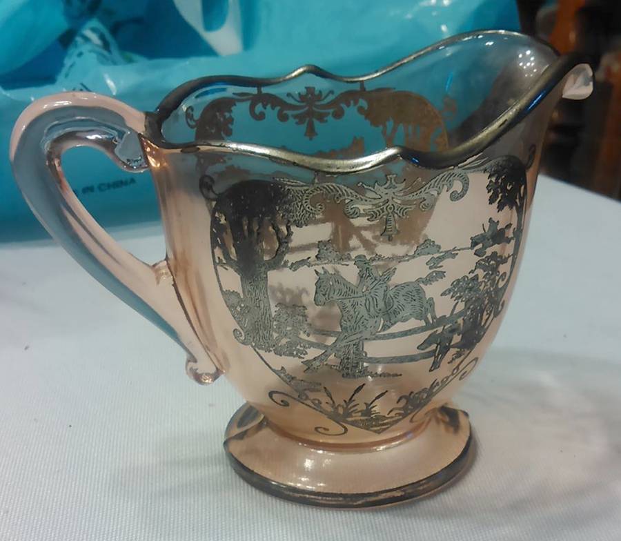 Hunt Scene Sterling Pink Creamer by Glastonbury - Lotus-1