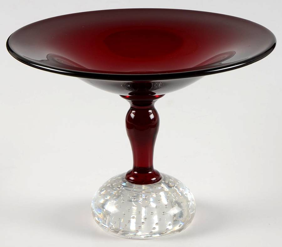 B1083 Ruby Round Compote (Height X Width) by Pairpoint-Gunderson Crystal-1