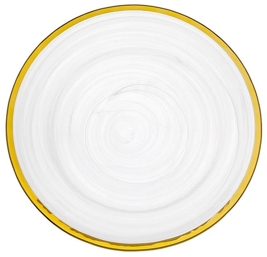 Alabaster White Gold Dinner Plate by Godinger-1