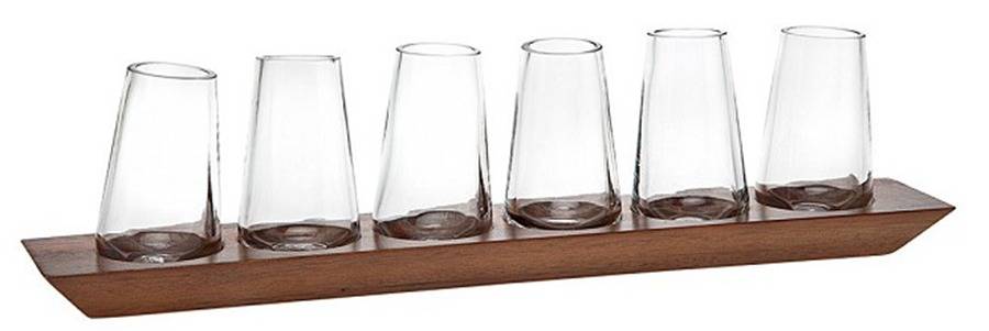 Magnus Shot Glass - Set of 6 & Wood Holder by Godinger-1