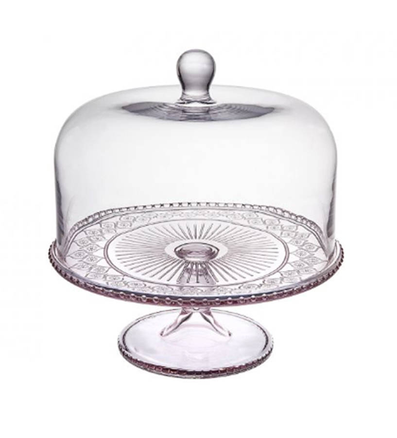 Claro Pink 12" Pedestal Cake Stand & Dome by Godinger-1