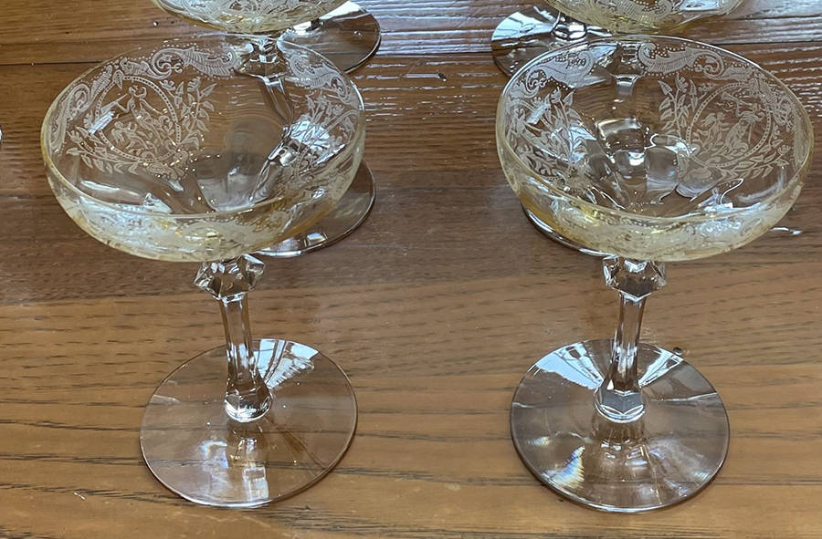 Springtime Topaz (Knob Stem) Champagne/Tall Sherbet by Glastonbury - Lotus-1