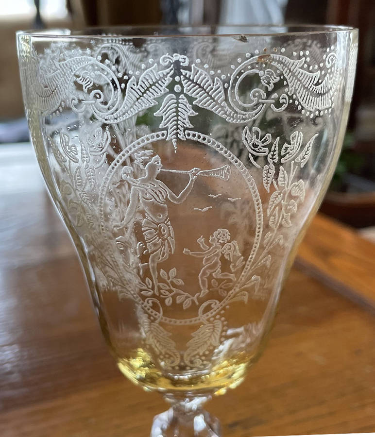 Springtime Topaz (Knob Stem) Water Goblet by Glastonbury - Lotus-1